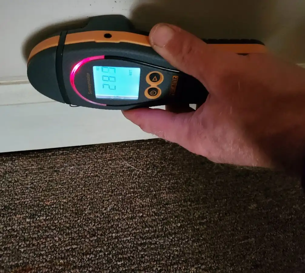 Moisture detection at baseboard during Burst Pipe Cleanup in Goose Creek